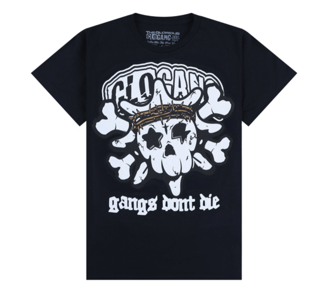 Glo Gang グロギャング 
Gangs Don't Die Tee (Black/White) Tシャツ