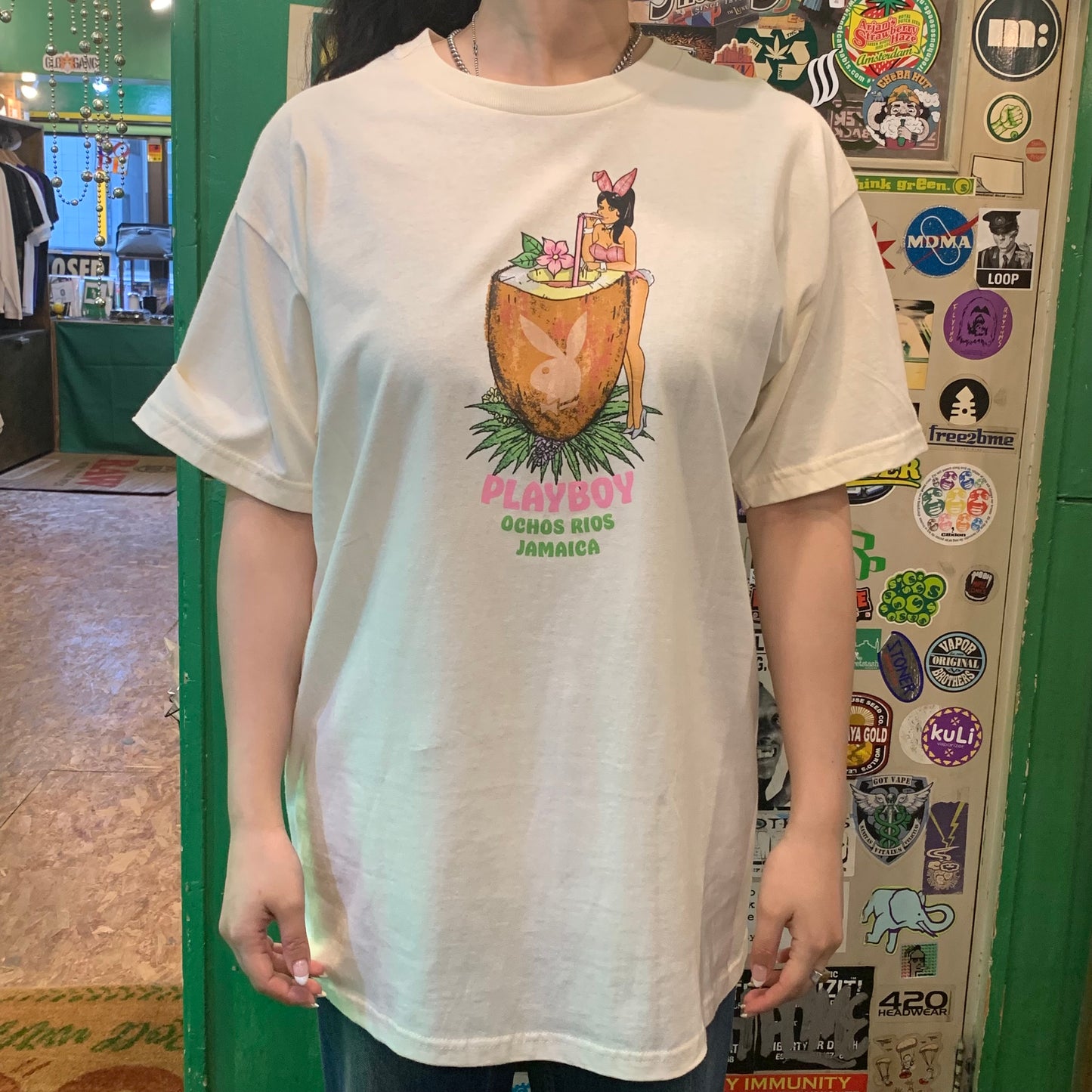 COLOR BARS カラーバーズx PLAY BOY プレイボーイ Thirsty Tee Tシャツ クリーム