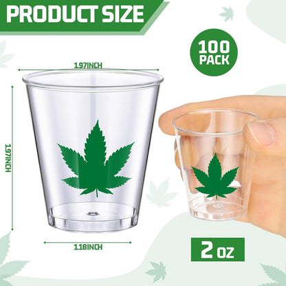 Leaf Plastic Shot Glasses 10個 リーフ柄ショットグラス