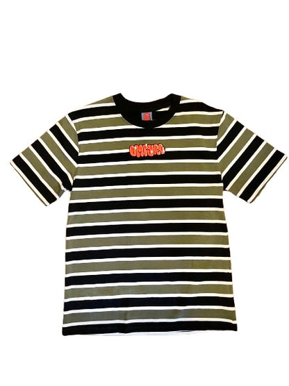 Empyre エンパイアBurner Knit Deep Lichen Green Stripe T-Shirt Tシャツ ブラックxグリーン