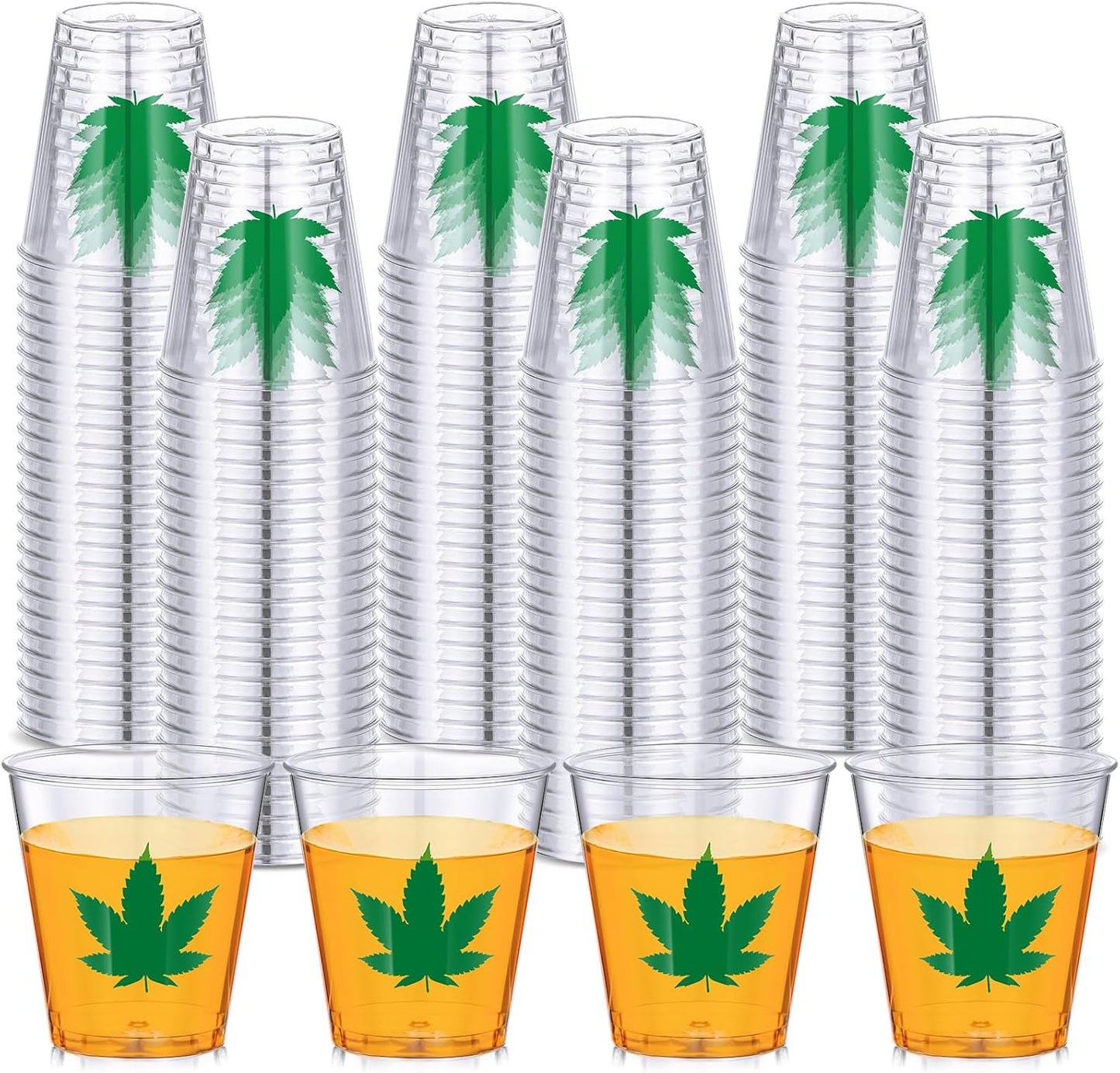 Leaf Plastic Shot Glasses 10個 リーフ柄ショットグラス