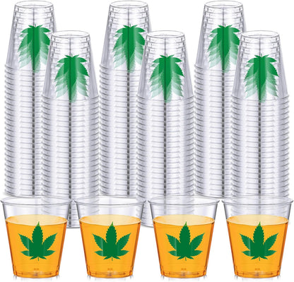 Leaf Plastic Shot Glasses 10個 リーフ柄ショットグラス