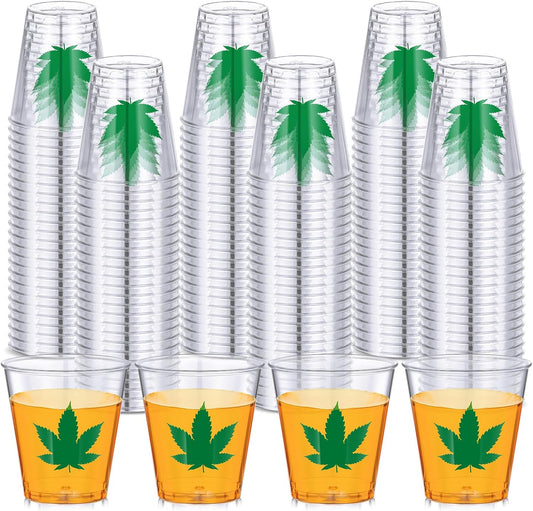 Leaf Plastic Shot Glasses 10個 リーフ柄ショットグラス