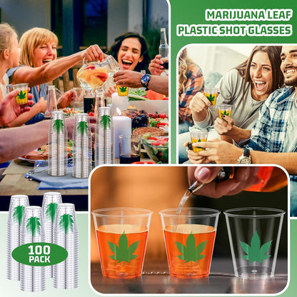 Leaf Plastic Shot Glasses 10個 リーフ柄ショットグラス