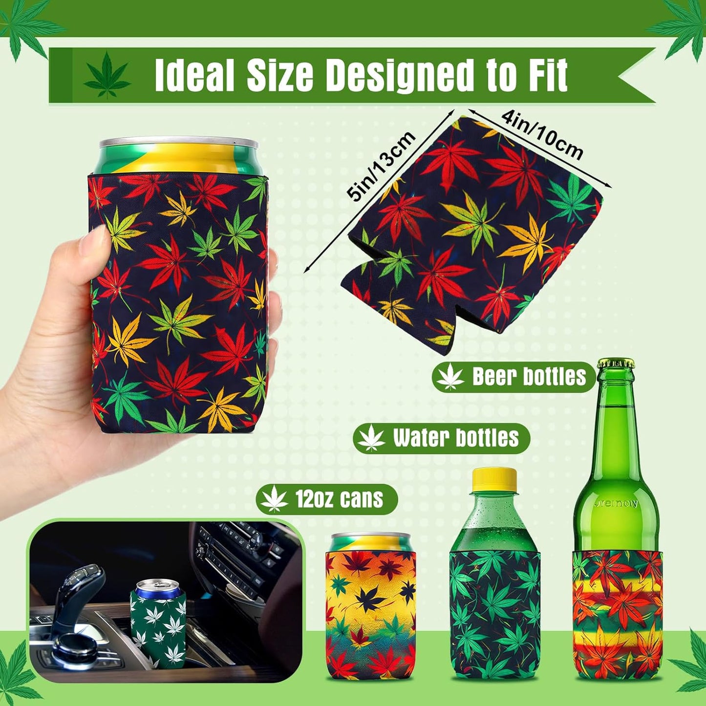 Green Leaves Cooler Sleeves Holder 缶クージー