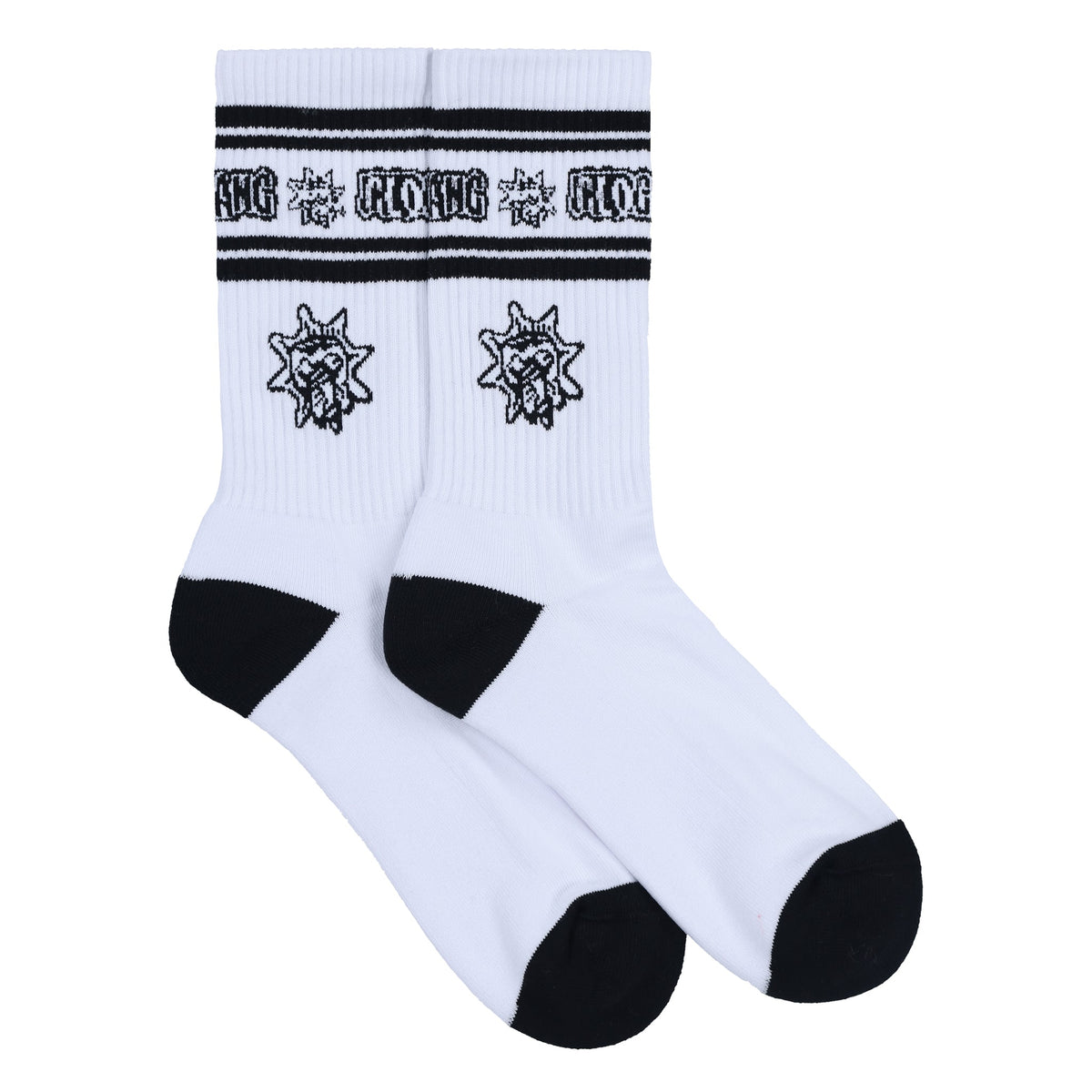 Glo Gang Logo Stripe Socks White