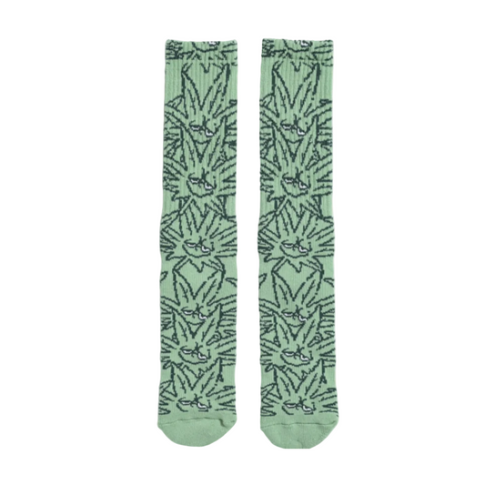 HUF ハフ Green Buddy Pattern Crew Socks ソックス グリーン