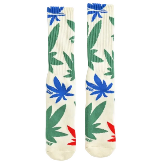 HUF ハフ Abstract Plantlife White Crew Socks ソックス ホワイト/グリーン/ブルー/レッド